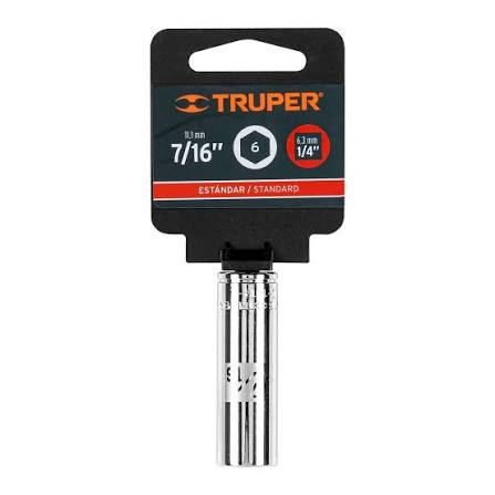 Dado Largo de 7/16" de 6 Puntas con Cuadro de 1/4" Truper