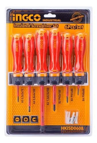 Juego de Desarmadores Dieléctricos de 6 Piezas Ingco