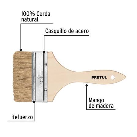 Brocha de Uso General de 4" con Mango de Madera Truper