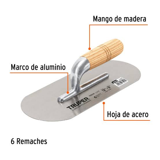 Llana Redonda de 12 x 5" con Mango de Madera Truper