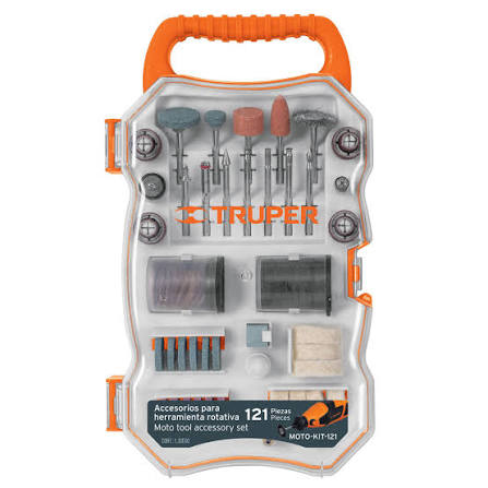 Juego de Limas Rotativas y Accesorios para Mototool de 121 Piezas Truper