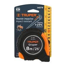 Flexómetro Gripper Contra Impactos 8 m, Cinta 25 mm Truper