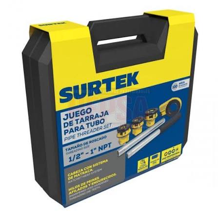 Juego de Tarraja para Tubo 1/2" a 1" (4 Pz) Surtek
