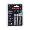 Juego de 3 Adaptadores para Dado de 1/4", 3/8" y 1/2" Truper