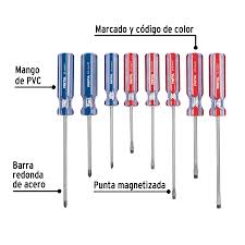 Juego de 8 Desarmadores con Mango de PVC Truper
