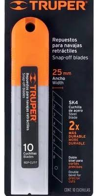 Estuche con 10 Cuchillas para Cutter de 25 mm Truper